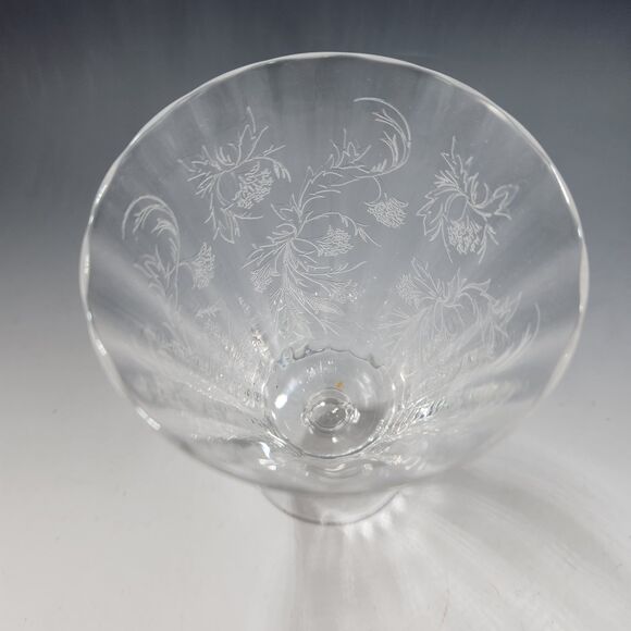 Heather Etch Glasses Set of 2 Iced Tea & Champagne Glass Footed Fostoria 1950s - Picture 10 of 16